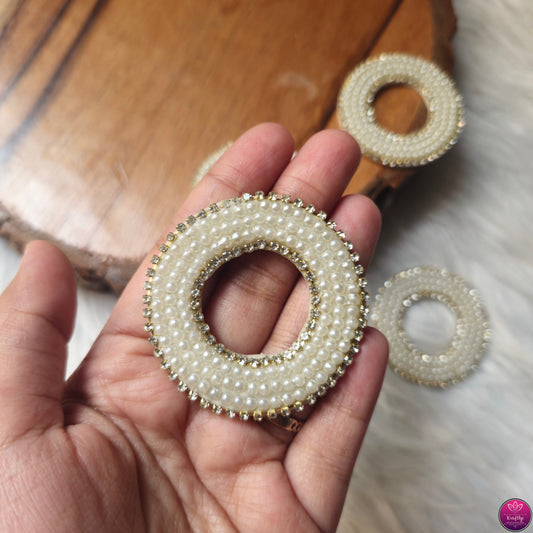 Cutdana & Beaded Round Decorative Patch 2pcs - Elegant HandCrafted Diwali DIY Decoration