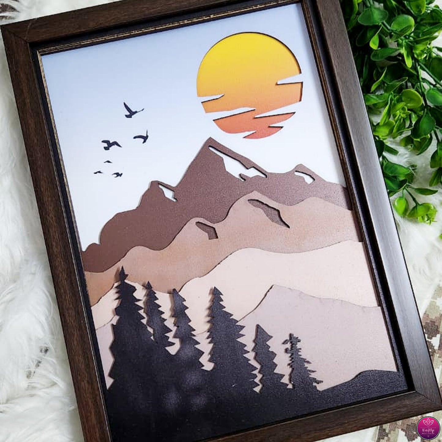 7 Layer 3D Mountain Scenery Shadow Box Frame | Premium MDF Hanging for Home & Office Decor