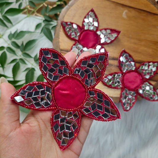 Flower Booti Patch 2pc - Handcrafted Floral Diwali Decorative T Light Holder