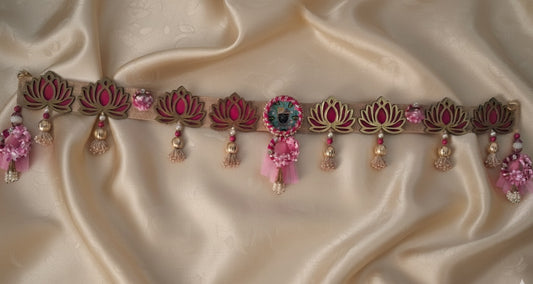 Elegant Pink Lotus Handmade Decorative Bandhanwar for Diwali – Door Hanging Toran for Festive Home Décor