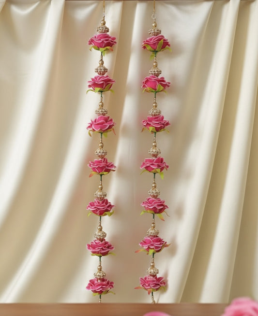 Pink Floral Handmade Decorative Latkan for Diwali – Door Hanging Toran for Festive Home Décor