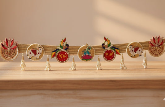 Premium Ethnic Peacock & Pichwai Cow Handmade Decorative Bandhanwar for Diwali – Door Hanging Toran for Festive Home Décor