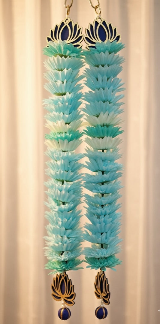 Blue Floral & Lotus Handmade Decorative Latkan for Diwali – Door Hanging Toran for Festive Home Décor
