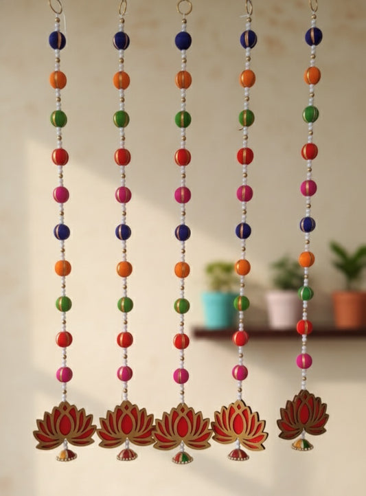 Colourful Lotus Handmade Decorative Latkan for Diwali 2 pcs– Door Hanging Toran for Festive Home Décor