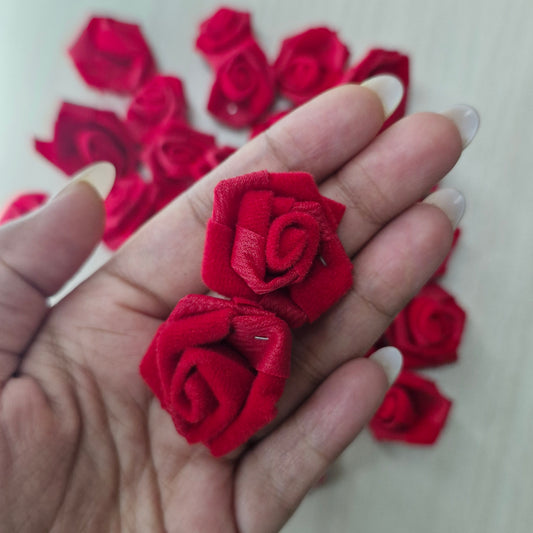 Red Velvet Rose Flowers Embellishment - Elegant Diwali Decoration