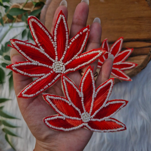 Emroidered & Beaded Lotus Patch 2pcs - Elegant HandCrafted Diwali DIY Booti Decoration