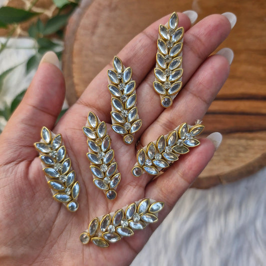Leaf Kundan Patch Small 5pcs - Elegant HandCrafted Diwali DIY Booti Decoration