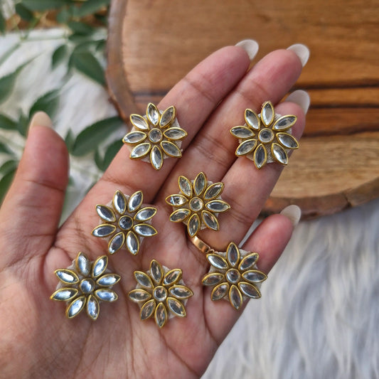 Flower Kundan Patch Small 5pcs - Elegant HandCrafted Diwali Booti DIY Decoration
