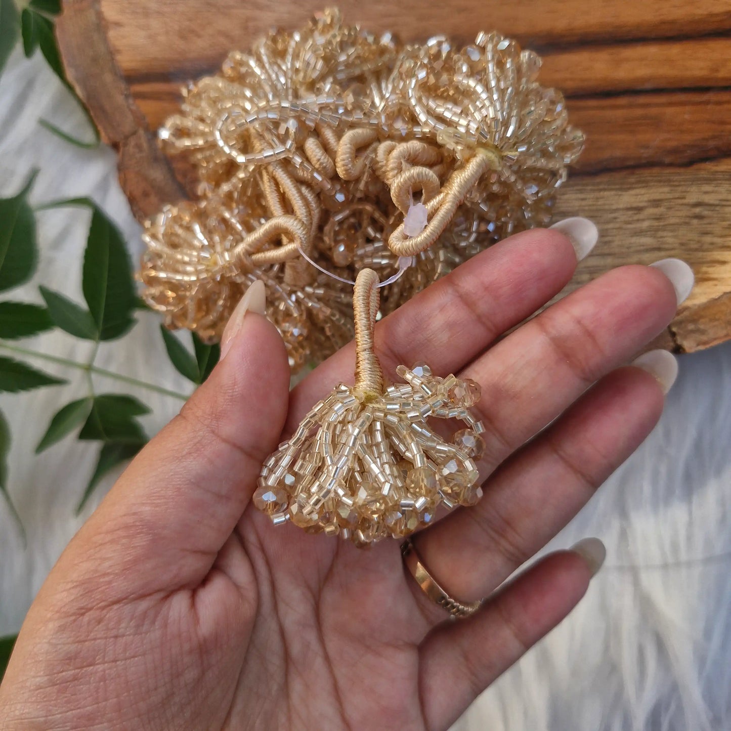 Cutdana with crystal Tassel Latkan Diwali Decoration 12 pcs - Beads Latkans for Jewellery and Crafts