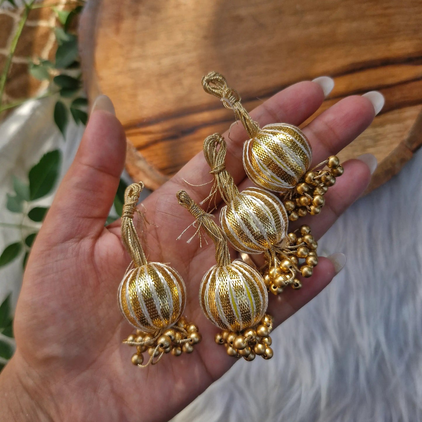 Golden Latkan Diwali Decoration 5 pcs - Beads Latkans for Jewellery and Crafts