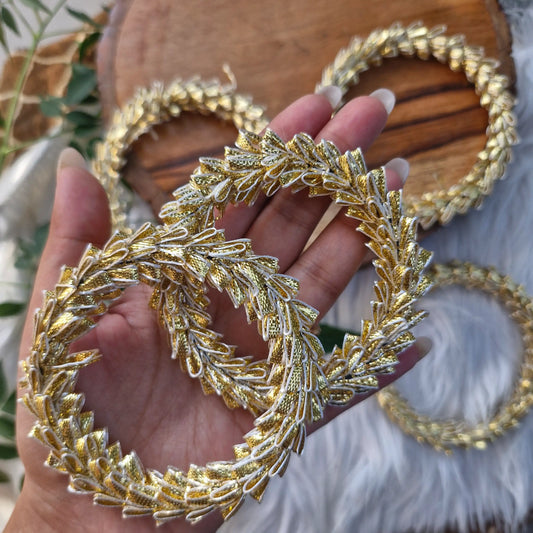 Golden Gota Lace Wrapped Bangle Ring Diwali Decoration 5 pcs - Bangles for Jewellery and Crafts