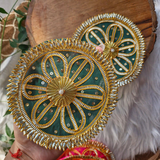 Big Fabric Gota Buti Patch 2pcs - Elegant HandCrafted Diwali DIY Booti Decoration