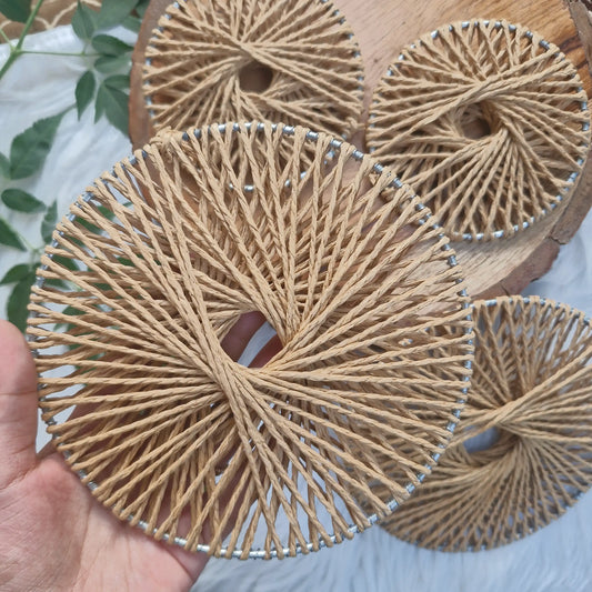 Brown Round Thread Mesh Chakri 2pcs - Elegant HandCrafted Diwali DIY Decoration