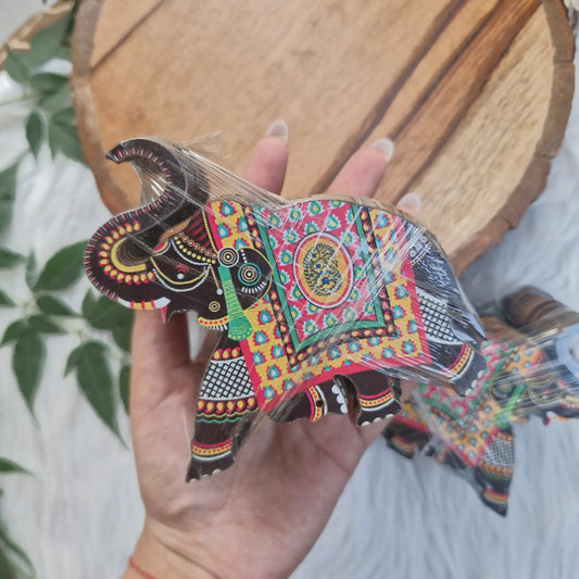 MDF Elephant Figurine 2pcs - Printed Wooden Ethnic Diwali DIY Decor