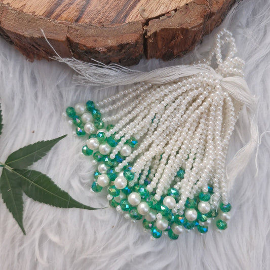 White Moti Pearls Latkan Diwali Decoration 10 pcs - Pearl Beads Latkans for Jewellery and Crafts