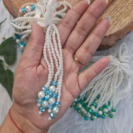 White Moti Pearls Latkan Diwali Decoration 10 pcs - Pearl Beads Latkans for Jewellery and Crafts