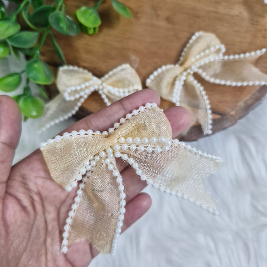 Pearl Organza DIY Craft Bows: Ribbon Bow 5pcs - Decorative Gift Wrapping