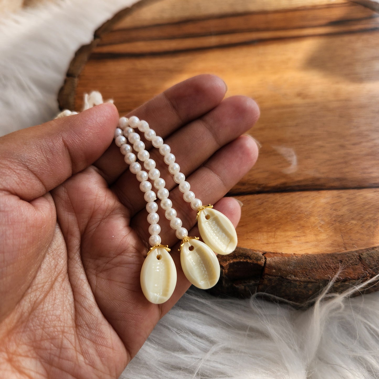 Fake Shell Tassel Latkan Diwali Decoration set of 10 pcs - Pearl Beads Latkans for Jewellery and Crafts