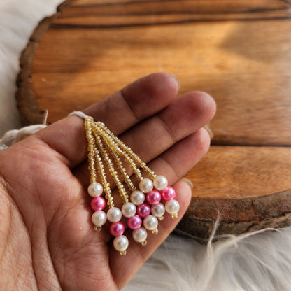 Cute Pearls with crystal Tassel Latkan Diwali Decoration 10 pcs - Moti Beads Latkans for Jewellery and Crafts