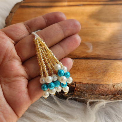 Cute Pearls with crystal Tassel Latkan Diwali Decoration 10 pcs - Moti Beads Latkans for Jewellery and Crafts