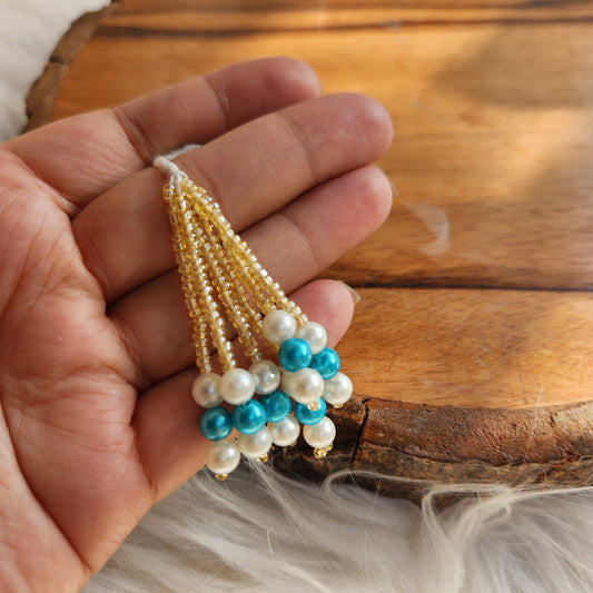 Cute Pearls with crystal Tassel Latkan Diwali Decoration 10 pcs - Moti Beads Latkans for Jewellery and Crafts