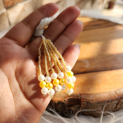 Cute Pearls with crystal Tassel Latkan Diwali Decoration 10 pcs - Moti Beads Latkans for Jewellery and Crafts