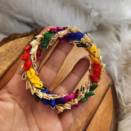 Multicolor Gota Wrapped Bangle Ring Diwali Decoration 5 pcs - Colorful Bangles for Jewellery and Crafts