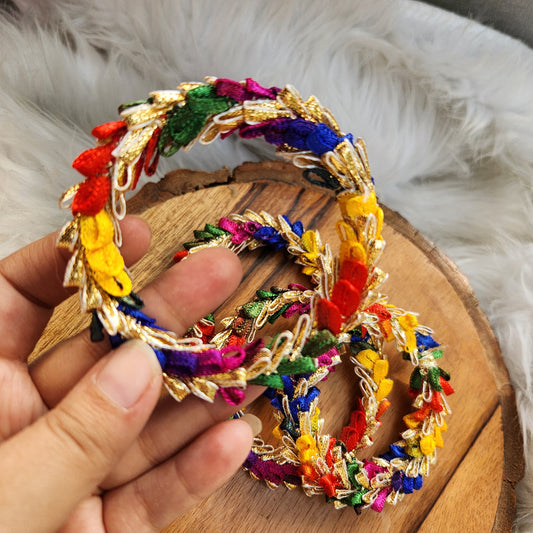 Multicolor Gota Wrapped Bangle Ring Diwali Decoration 5 pcs - Colorful Bangles for Jewellery and Crafts