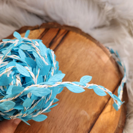 Blue Artificial Fabric Leaf Garland Ribbon Lace Diwali Decoration 5 mtr - Laces & Borders for Jewellery and Crafts