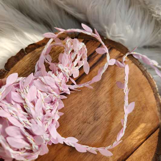 Pink Artificial Fabric Leaf Garland Ribbon Lace Diwali Decoration 5 mtr - Laces & Borders for Jewellery and Crafts