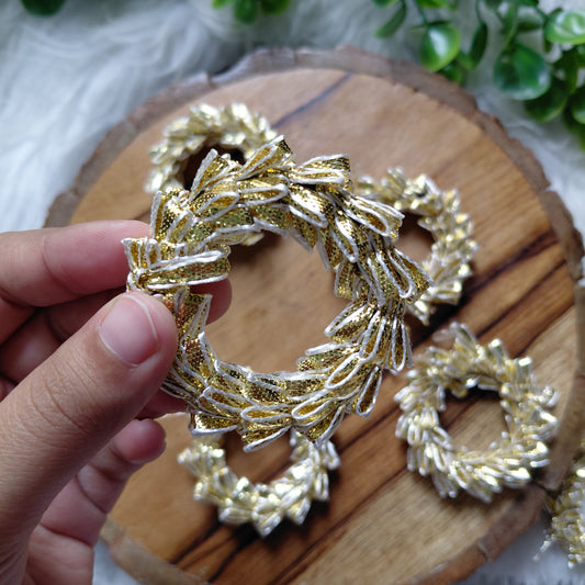 Mini Golden Gota Wrapped Bangle Ring Diwali Decoration 10 pcs - Golden Bangles for Jewellery and Crafts