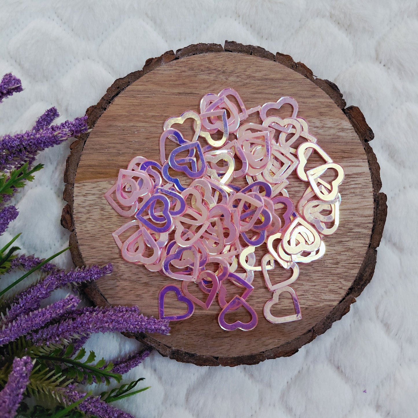 Trending Hollow Heart Sequins Mix - 50 gms - Cute Shiny Sequin for Crafts Jewellery and fabrics