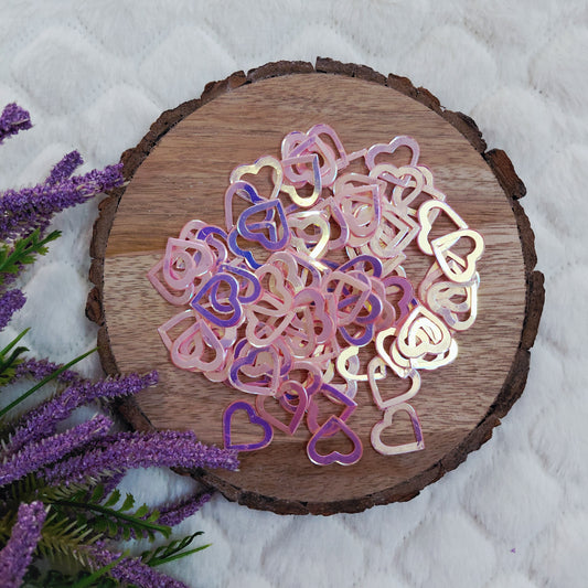 Trending Hollow Heart Sequins Mix - 50 gms - Cute Shiny Sequin for Crafts Jewellery and fabrics