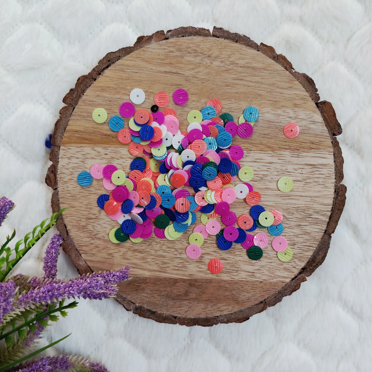 Multicolor Round Embossed Sequins Mix - 70 gms - Cute Shiny Sequin for Crafts Jewellery and fabrics