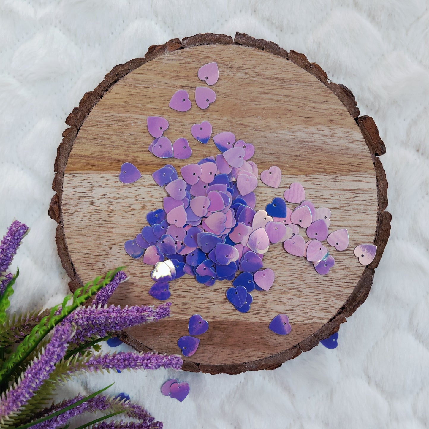 Purple Heart Sequins Mix - 50 gms - Cute Shiny Sequin for Crafts Jewellery and fabrics