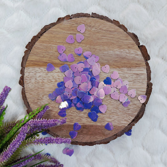 Purple Heart Sequins Mix - 50 gms - Cute Shiny Sequin for Crafts Jewellery and fabrics