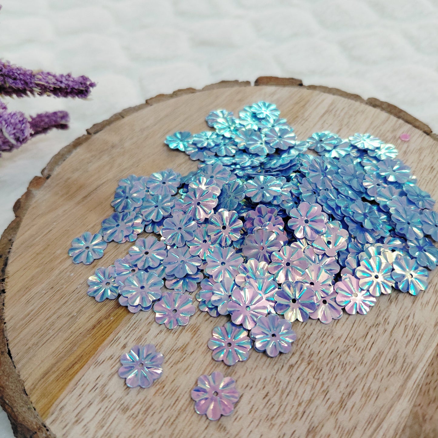 Purple Flower Embossed Sequins Mix - 50 gms - Cute Shiny Sequin for Crafts Jewellery and fabrics