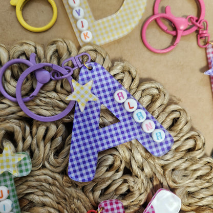 Personalized Alphabet Bag Charms Keychain for Kids
