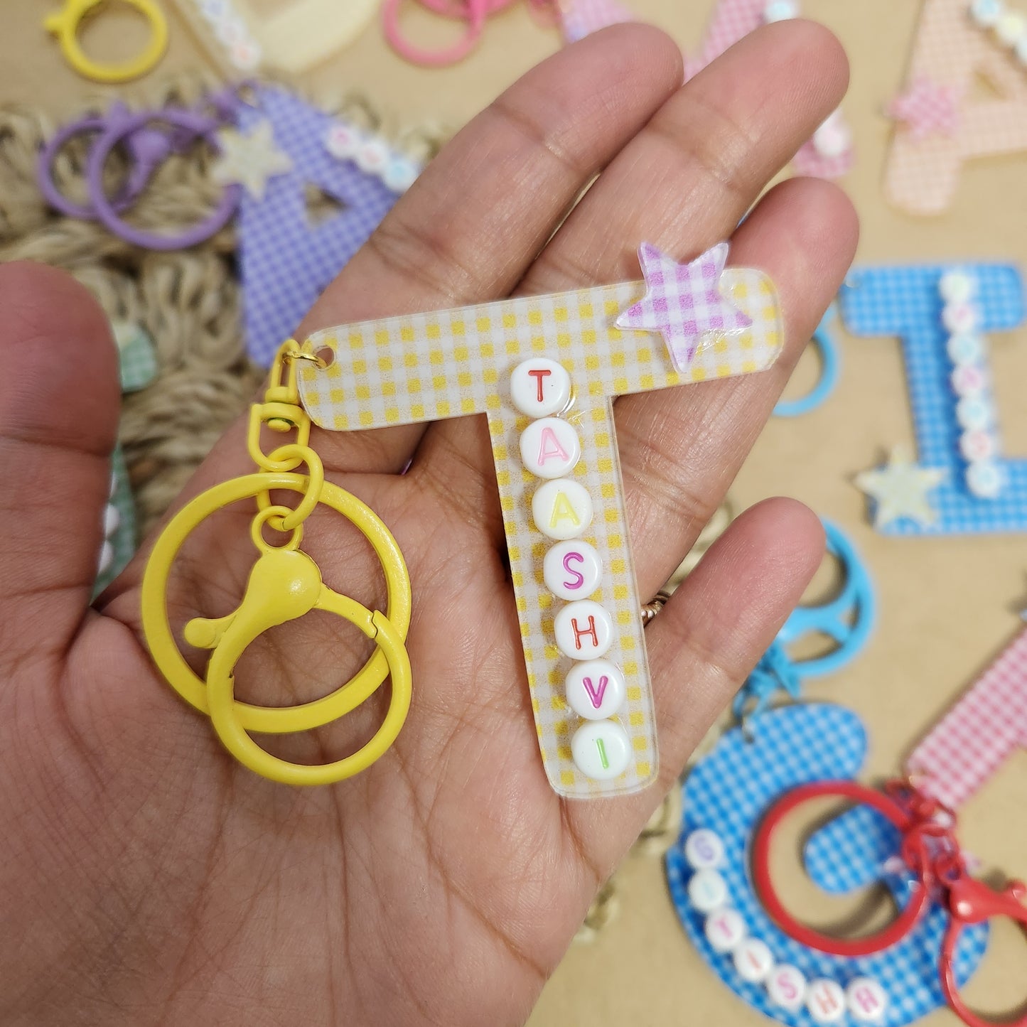 Personalized Alphabet Bag Charms Keychain for Kids