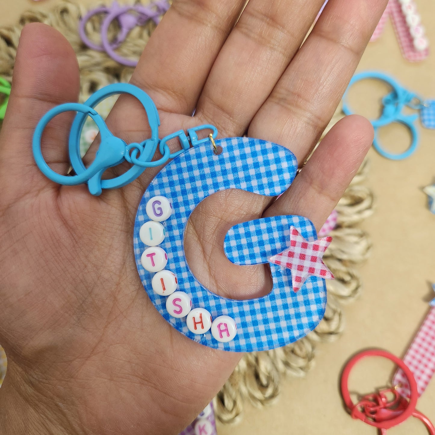 Personalized Alphabet Bag Charms Keychain for Kids