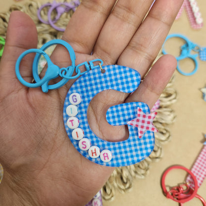 Personalized Alphabet Bag Charms Keychain for Kids