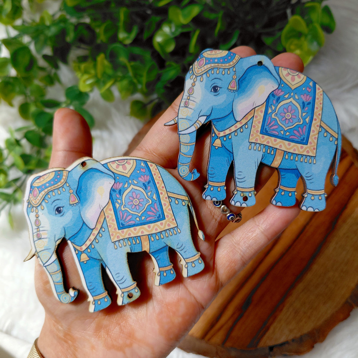 MDF Elephant Figurine - Printed Wooden Ethnic Cutouts - Diwali DIY Decoratives
