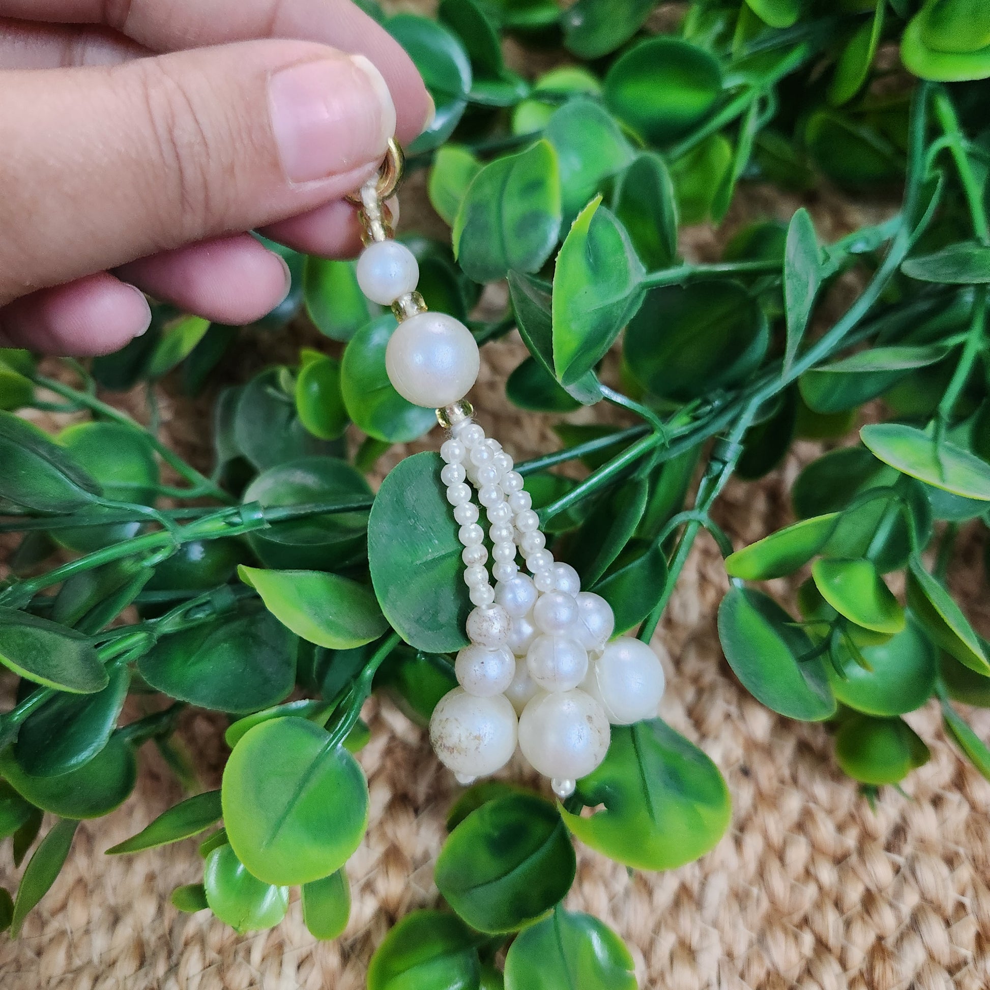 White Pearl Latkan Hangings for Diwali Decorations and Crafting DIYs