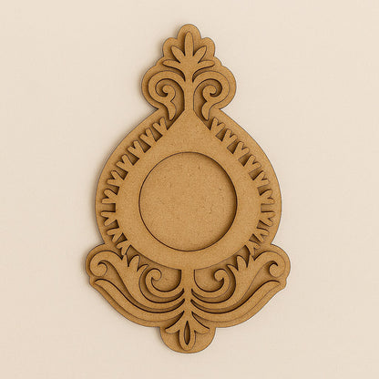 Diya Shaped MDF Wooden Diwali Decorative T Light Holder - 2 Layered