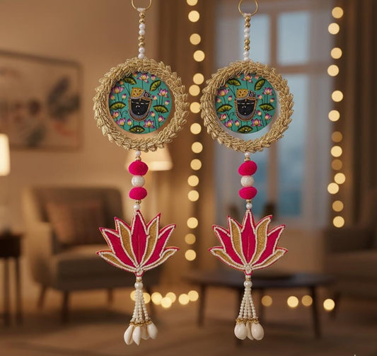 Ethnic Pichwai Shreenath Ji Shubh Laabh Handmade Decorative Latkan for Diwali – Door Hanging Toran for Festive Home Décor