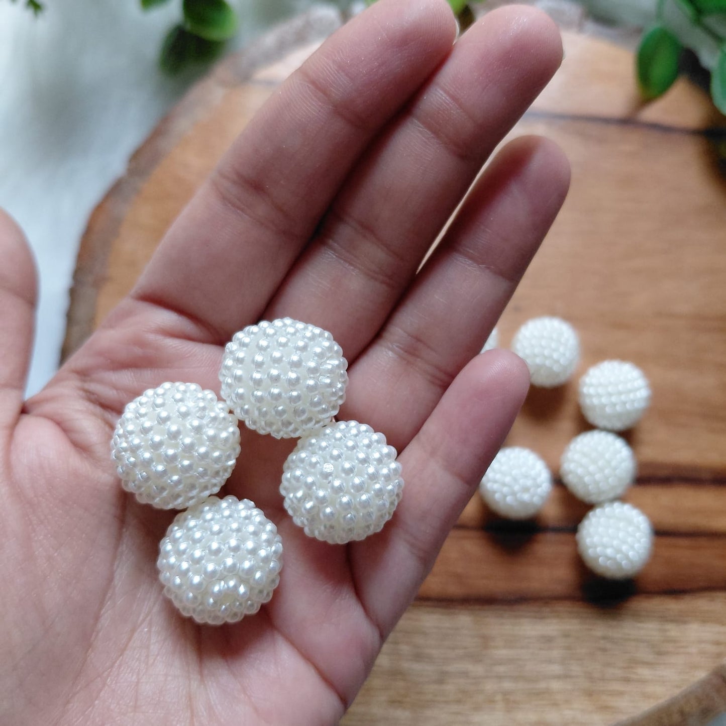 Medium White Moti Plastic Pearls Beads 10 pcs 10mm - Diwali Decoration- Pearl Beads for Jewellery and Crafts