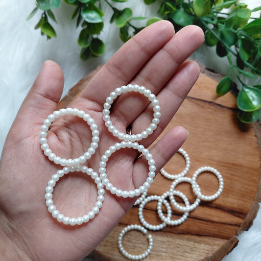 Small White Moti Rings Plastic Pearls Beads 10 pcs 20mm - Diwali Decoration- Pearl Beads Bangles for Jewellery and Crafts
