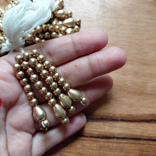 Golden Beads Tassel Latkan Diwali Decoration 10 pcs - Beads Latkans for Jewellery and Crafts