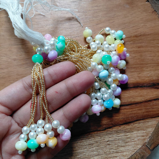 Multicolor Pearl Premium Latkan Diwali Decoration 10 pcs - Pearl Beads Latkans for Jewellery and Crafts