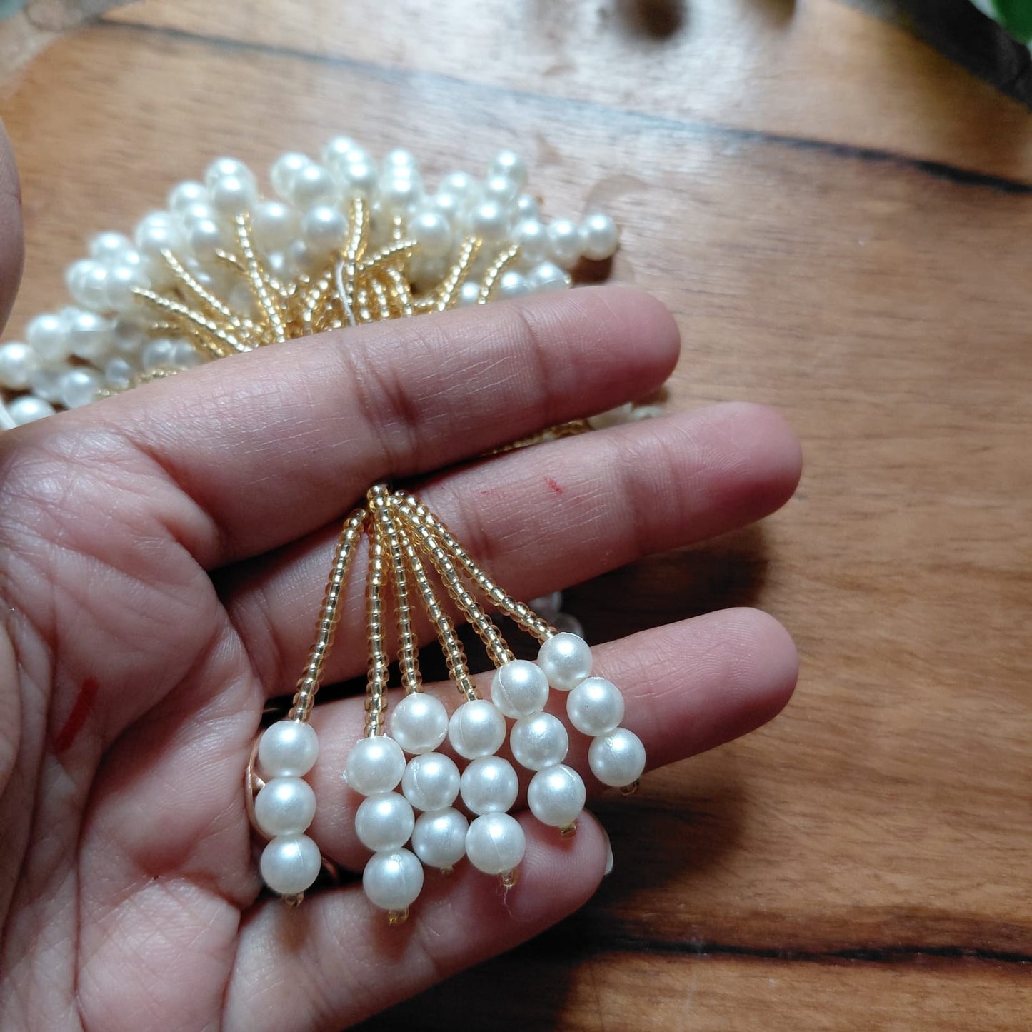 Cute Pearls with crystal Tassel Latkan Diwali Decoration 10 pcs - Moti Beads Latkans for Jewellery and Crafts